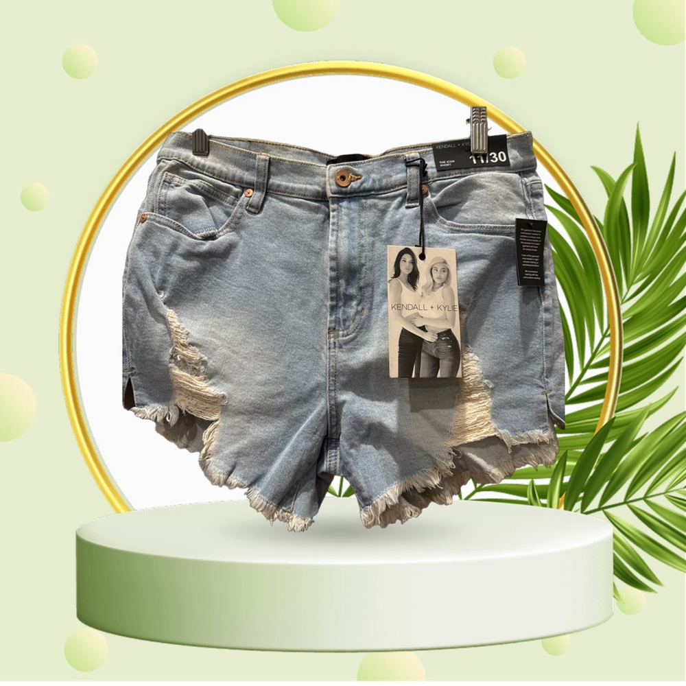 Kendall & Kylie Distressed Light Blue Jean Shorts